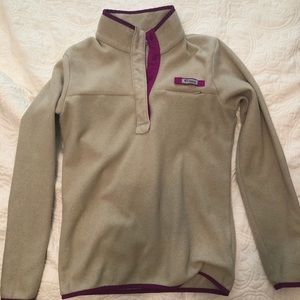 tan and purple COLOMBIA fleece jacket